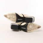 Chanel Coco Mark Leather & Patent Ankle Boots in Ivory x Black G38847, Size 37C EU