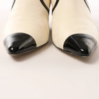 Chanel Coco Mark Leather & Patent Ankle Boots in Ivory x Black G38847, Size 37C EU