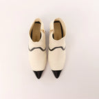 Chanel Coco Mark Leather & Patent Ankle Boots in Ivory x Black G38847, Size 37C EU