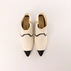 Chanel Coco Mark Leather & Patent Ankle Boots in Ivory x Black G38847, Size 37C EU