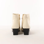 Chanel Coco Mark Leather & Patent Ankle Boots in Ivory x Black G38847, Size 37C EU