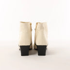 Chanel Coco Mark Leather & Patent Ankle Boots in Ivory x Black G38847, Size 37C EU