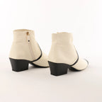 Chanel Coco Mark Leather & Patent Ankle Boots in Ivory x Black G38847, Size 37C EU