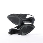 Chanel Coco Mark Leather x Glitter Heels in Black G37586, Size EU 37 C