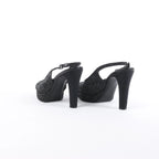 Chanel Coco Mark Leather x Glitter Heels in Black G37586, Size EU 37 C