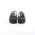 Chanel Coco Mark Leather x Glitter Heels in Black G37586, Size EU 37 C