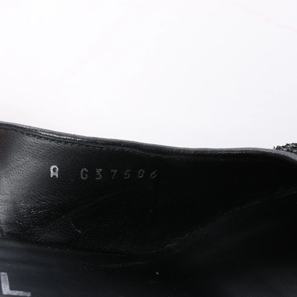 Chanel Coco Mark Leather x Glitter Heels in Black G37586, Size EU 37 C