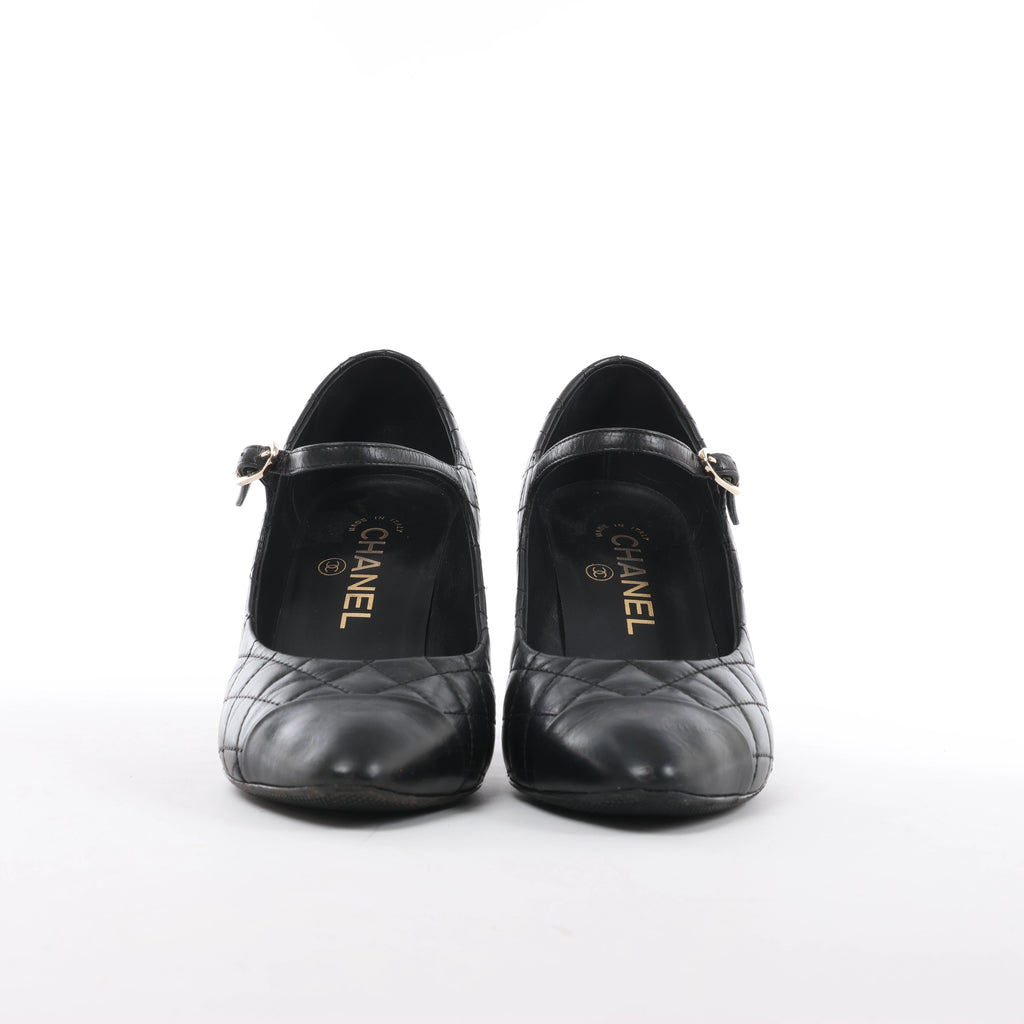 Chanel Coco Mark Matelassé Pump Heels in Black G30981, Size EU 36.5 C