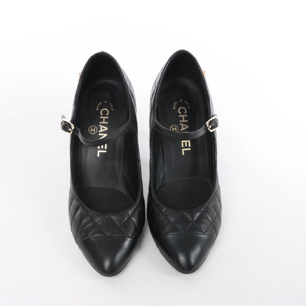 Chanel Coco Mark Matelassé Pump Heels in Black G30981, Size EU 36.5 C