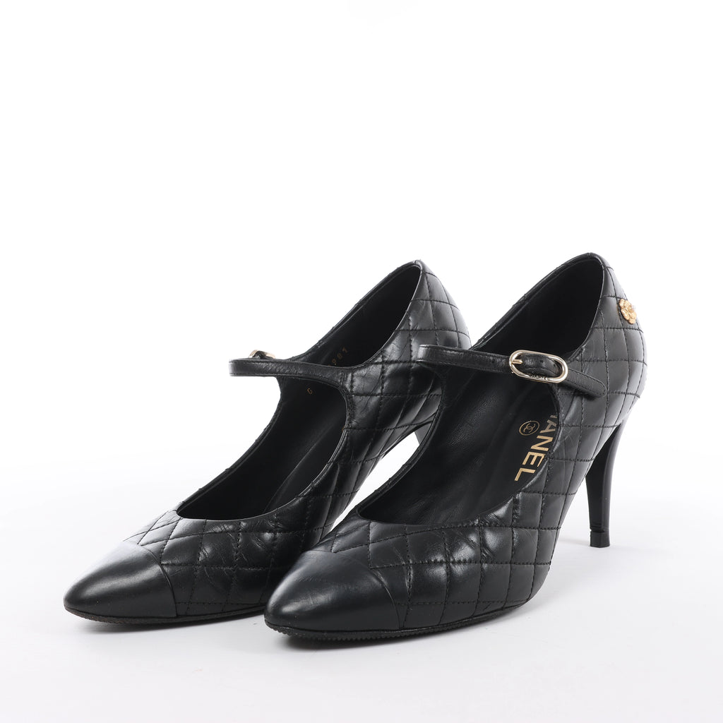 Chanel Coco Mark Matelassé Pump Heels in Black G30981, Size EU 36.5 C