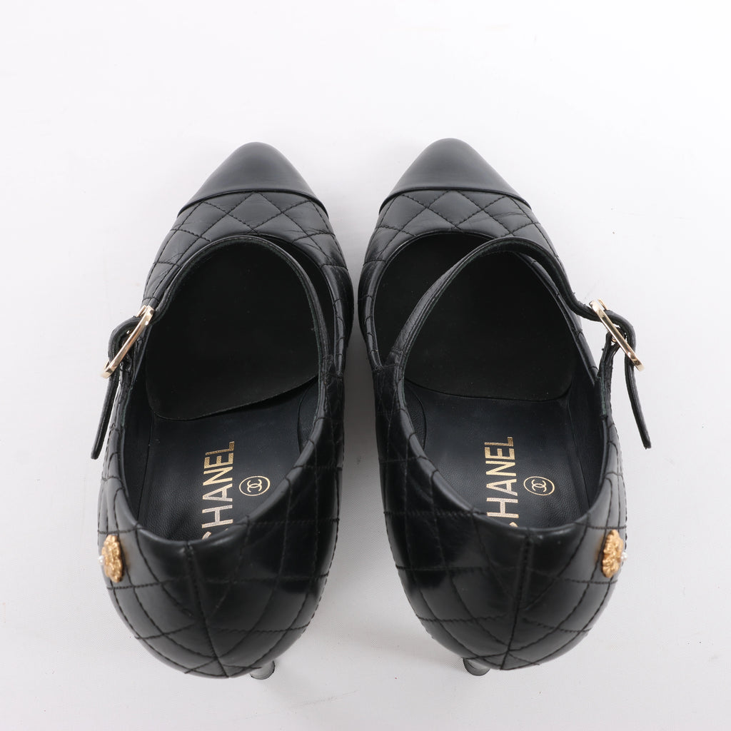 Chanel Coco Mark Matelassé Pump Heels in Black G30981, Size EU 36.5 C