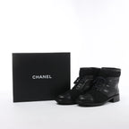 Chanel Coco Mark Matelasse Leather & Suede Ankle Boots in Black G29476, Size EU 39