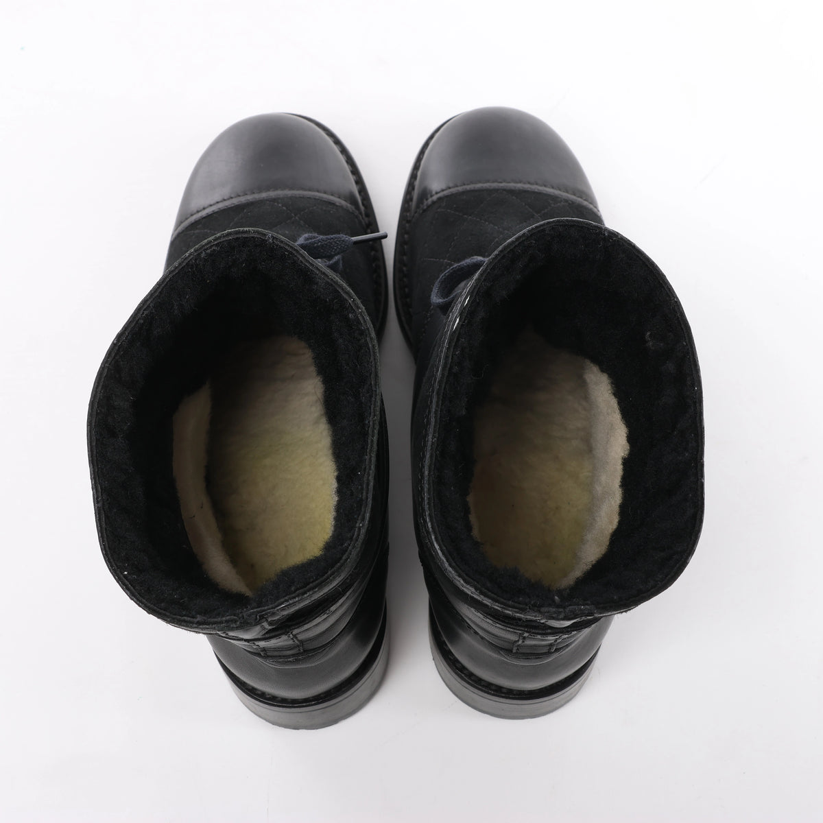 Chanel Coco Mark Matelasse Leather & Suede Ankle Boots in Black G29476, Size EU 39