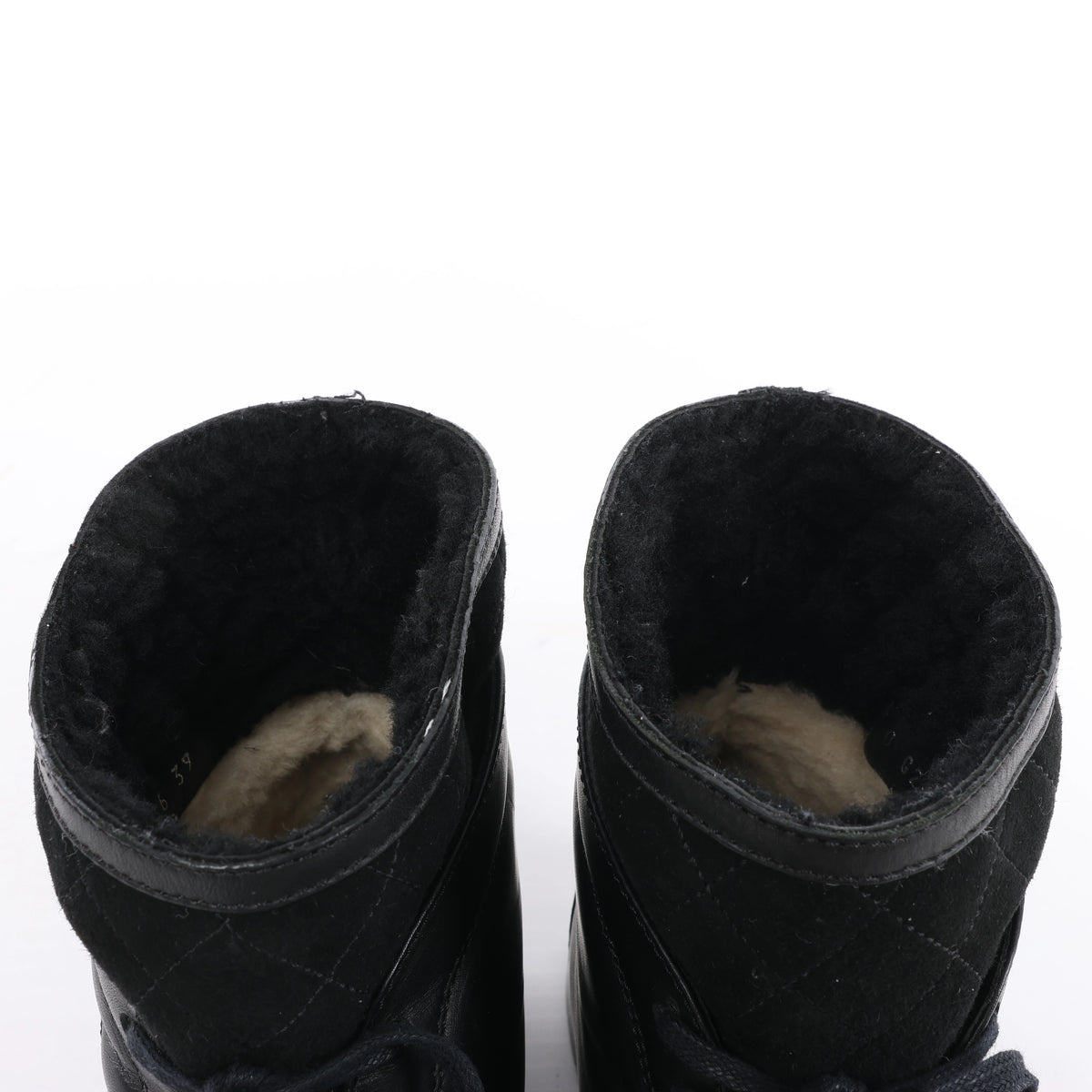 Chanel Coco Mark Matelasse Leather & Suede Ankle Boots in Black G29476, Size EU 39