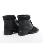 Chanel Coco Mark Matelasse Leather & Suede Ankle Boots in Black G29476, Size EU 39