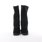 Chanel Coco Mark Matelasse Suede 2WAY Fur Mouton Boots in Black IG26557, Size 38 EU