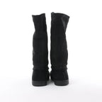 Chanel Coco Mark Matelasse Suede 2WAY Fur Mouton Boots in Black IG26557, Size 38 EU