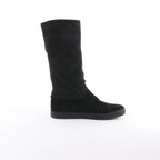 Chanel Coco Mark Matelasse Suede 2WAY Fur Mouton Boots in Black IG26557, Size 38 EU