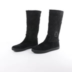 Chanel Coco Mark Matelasse Suede 2WAY Fur Mouton Boots in Black IG26557, Size 38 EU