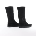 Chanel Coco Mark Matelasse Suede 2WAY Fur Mouton Boots in Black IG26557, Size 38 EU