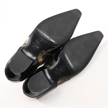 Chanel Coco Mark Patent Leather Loafers in Black x Gold G34275, Size 37 EU