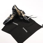 Chanel Coco Mark Patent Leather Loafers in Black x Gold G34275, Size 37 EU