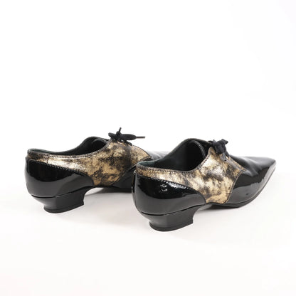Chanel Coco Mark Patent Leather Loafers in Black x Gold G34275, Size 37 EU