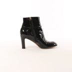 Chanel Coco Mark Patent Leather Ankle Boots in Black G31562, Size 37 C EU