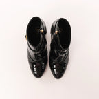 Chanel Coco Mark Patent Leather Ankle Boots in Black G31562, Size 37 C EU
