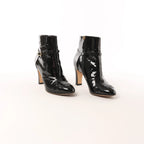 Chanel Coco Mark Patent Leather Ankle Boots in Black G31562, Size 37 C EU