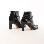 Chanel Coco Mark Patent Leather Ankle Boots in Black G31562, Size 37 C EU