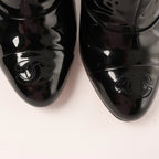 Chanel Coco Mark Patent Leather Ankle Boots in Black G31562, Size 37 C EU