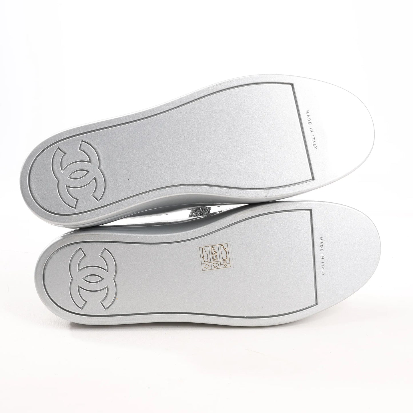 Chanel Coco Mark Rubber Sneakers in Silver G32719, Size 38 EU