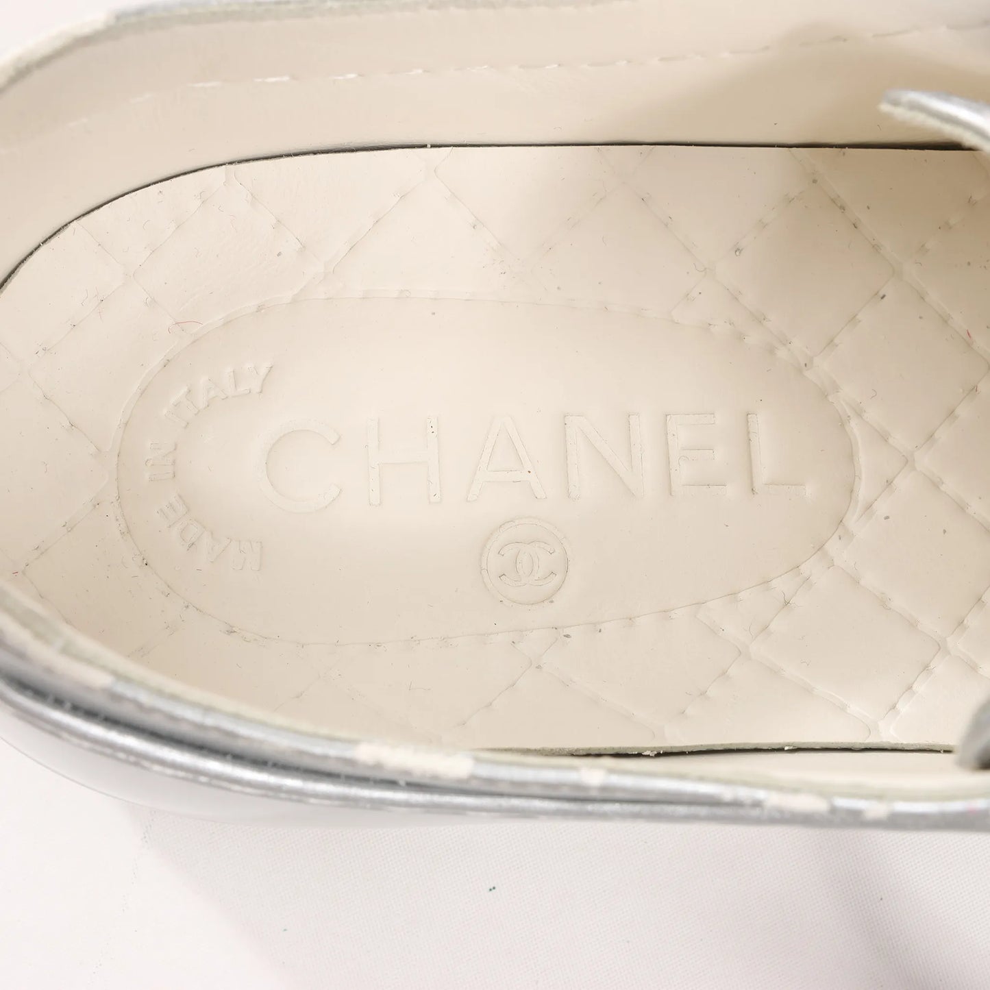 Chanel Coco Mark Rubber Sneakers in Silver G32719, Size 38 EU