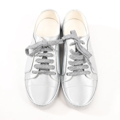 Chanel Coco Mark Rubber Sneakers in Silver G32719, Size 38 EU