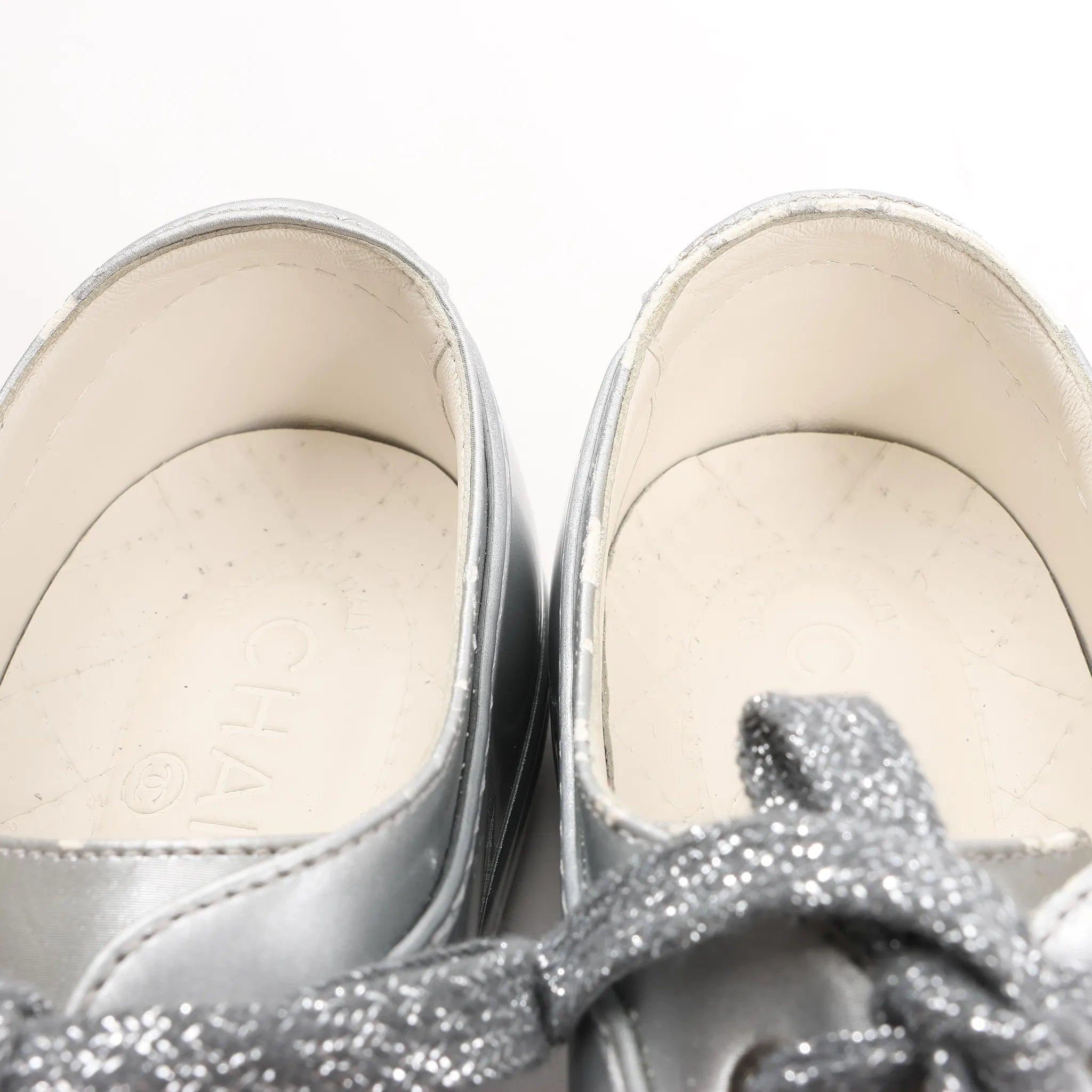 Chanel Coco Mark Rubber Sneakers in Silver G32719, Size 38 EU