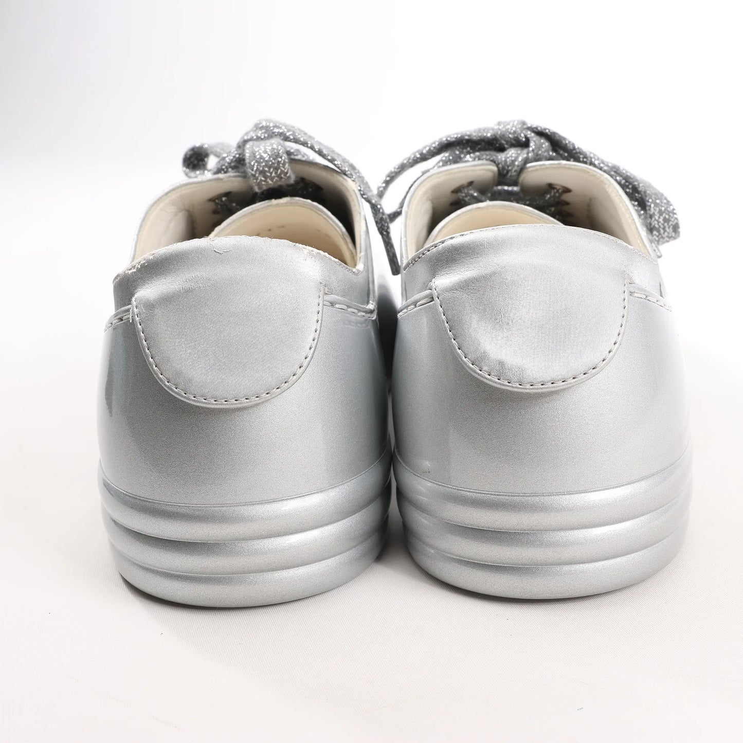 Chanel Coco Mark Rubber Sneakers in Silver G32719, Size 38 EU
