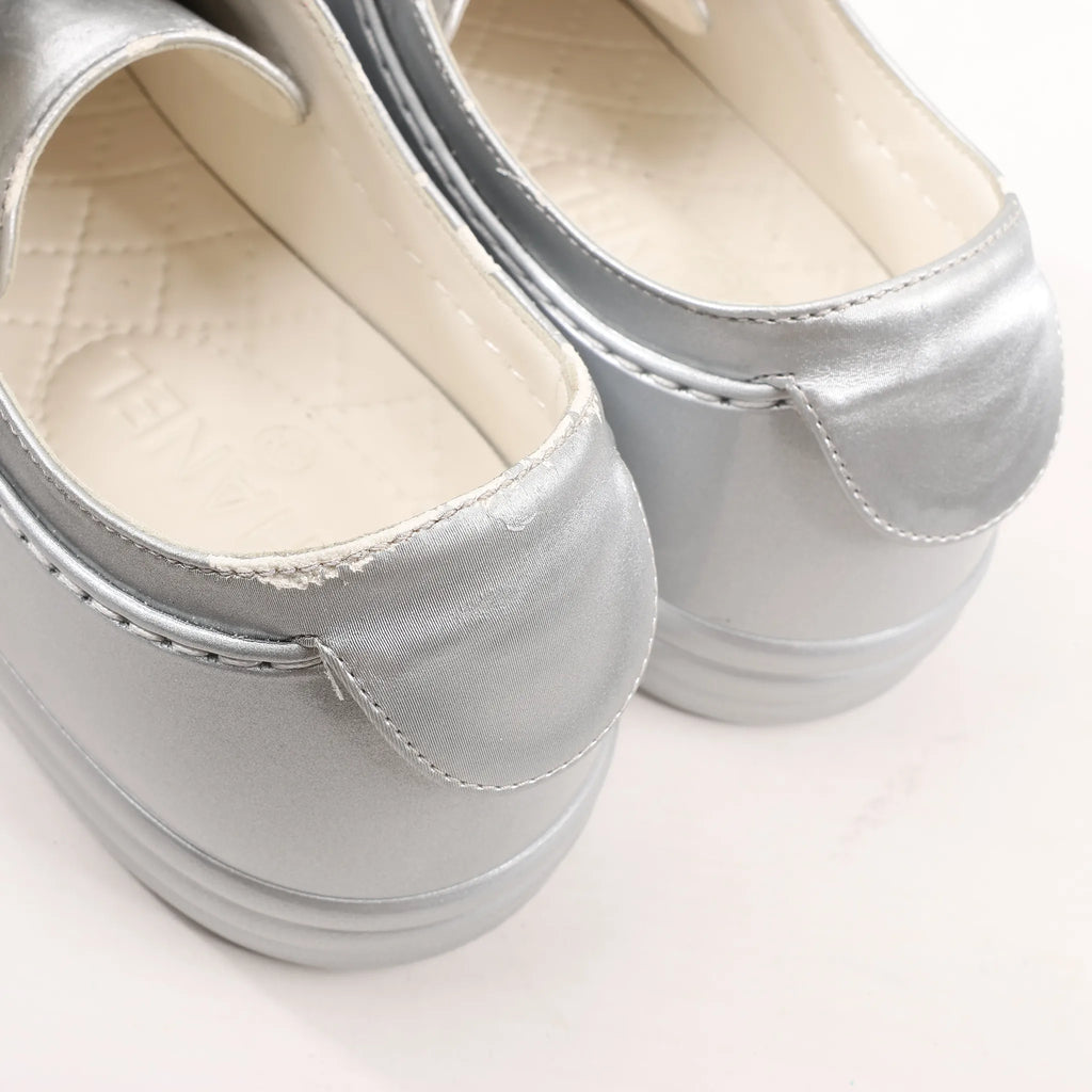 Chanel Coco Mark Rubber Sneakers in Silver G32719, Size 38 EU