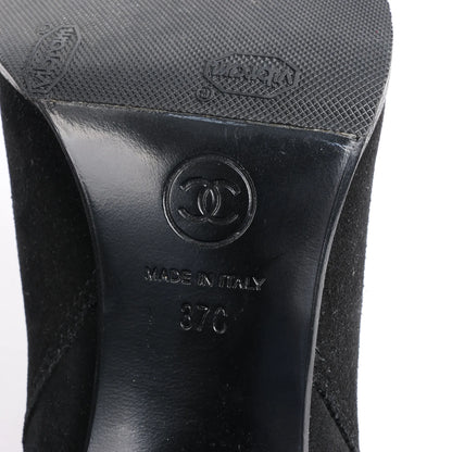 Chanel Coco Mark Suede Ankle Boots in Black, Size 37 EU