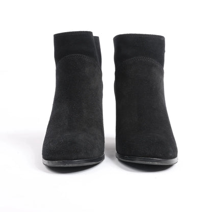Chanel Coco Mark Suede Ankle Boots in Black, Size 37 EU