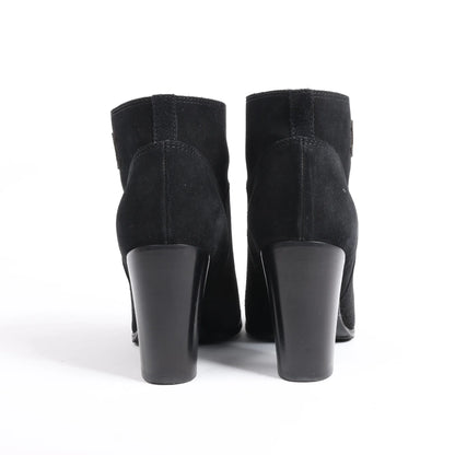 Chanel Coco Mark Suede Ankle Boots in Black, Size 37 EU