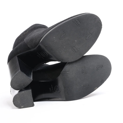 Chanel Coco Mark Suede Ankle Boots in Black, Size 37 EU