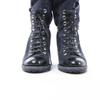 Chanel Suede x Patent Long Boots in Black x Navy G27002, Size 37 EU