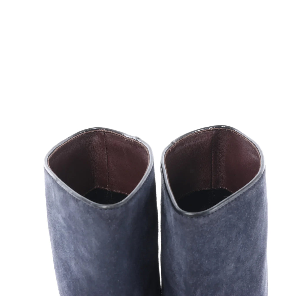 Chanel Suede x Patent Long Boots in Black x Navy G27002, Size 37 EU