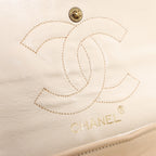 Chanel Classic Matelasse 25 Leather Double Flap Chain Crossbody Bag in Beige