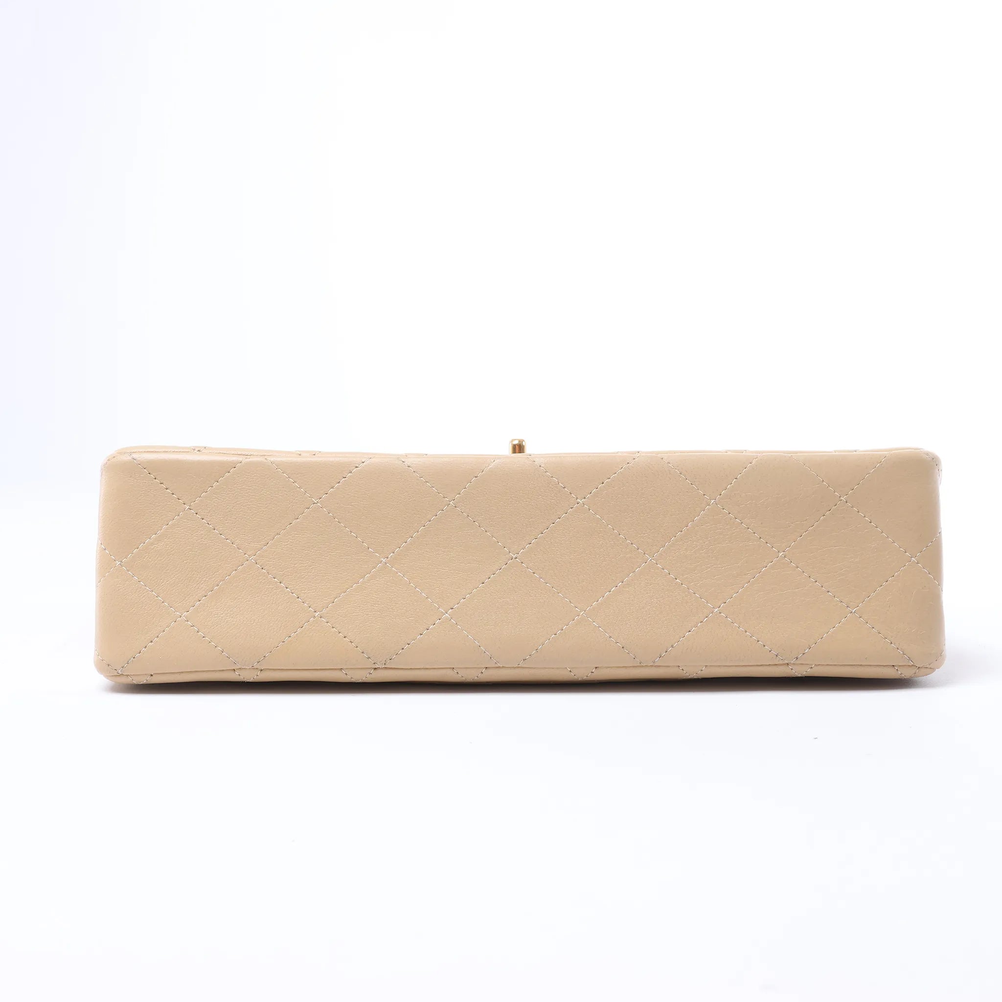Chanel Classic Matelasse 25 Leather Double Flap Chain Crossbody Bag in Beige