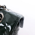 Chanel Classic Matelasse 25 Patent Leather Double Flap Double Chain Shoulder Bag in Green A01112