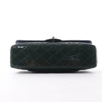 Chanel Classic Matelasse 25 Patent Leather Double Flap Double Chain Shoulder Bag in Green A01112