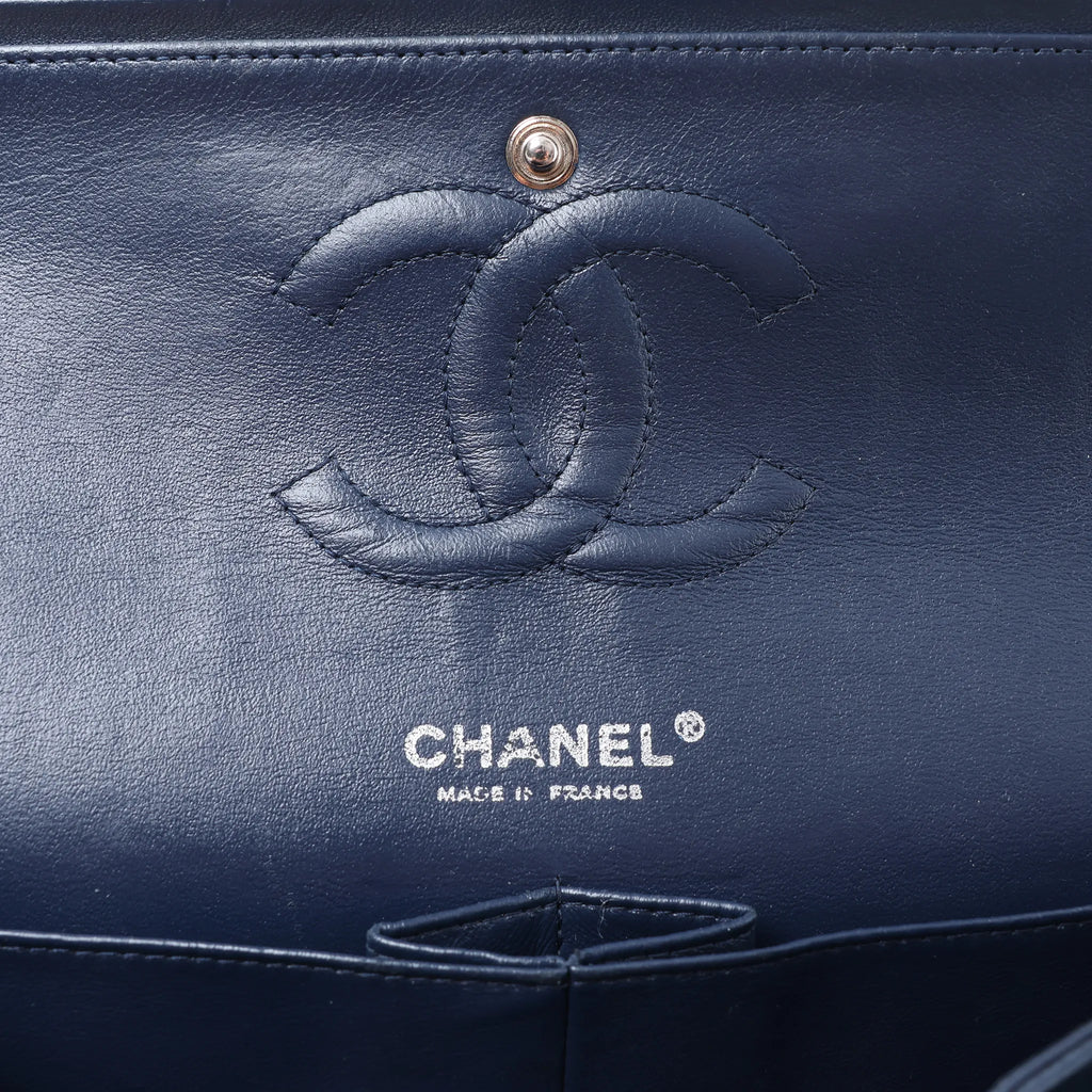 Chanel Classic Matelasse 25 Patent Leather Double Flap Double Chain Shoulder Bag in Green A01112