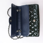 Chanel Classic Matelasse 25 Patent Leather Double Flap Double Chain Shoulder Bag in Green A01112